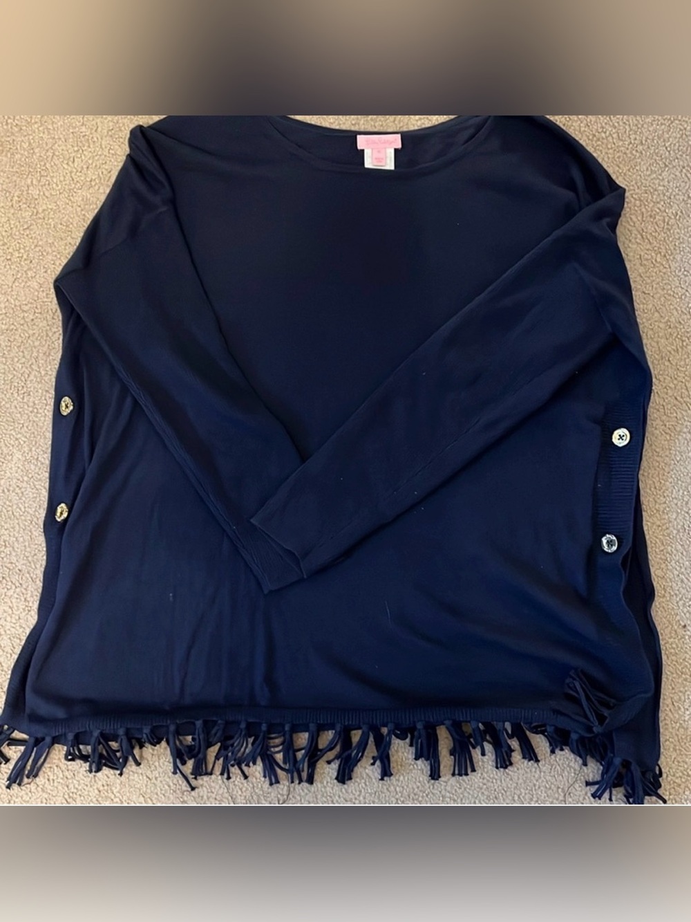 Lilly Pulitzer Ramona Fringe Sweater in
True Navy Blue